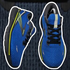 Brooks Ghost 15 Mens 10 Blue Black Neon Yellow Running Shoes Medium D Athletic